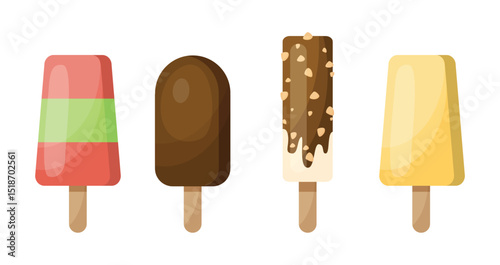 Set tasty ice cream collection
