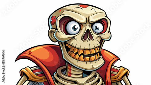 funny smiling skeleton shrugging shoulders with a playful expression Vector cartoon perfect for humorous designs, games, stickers, or quirky character illustrations