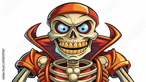 funny smiling skeleton shrugging shoulders with a playful expression Vector cartoon perfect for humorous designs, games, stickers, or quirky character illustrations