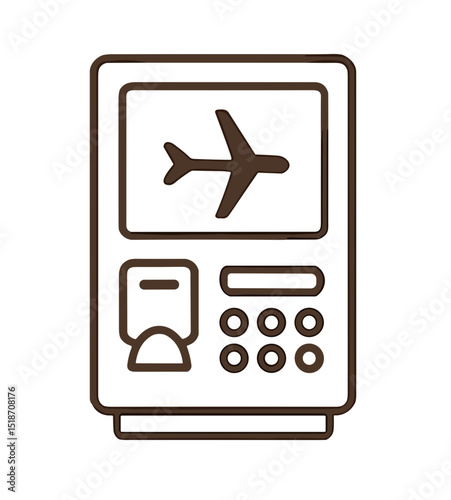 Airplane ticket vending machine illustration in minimalist style  