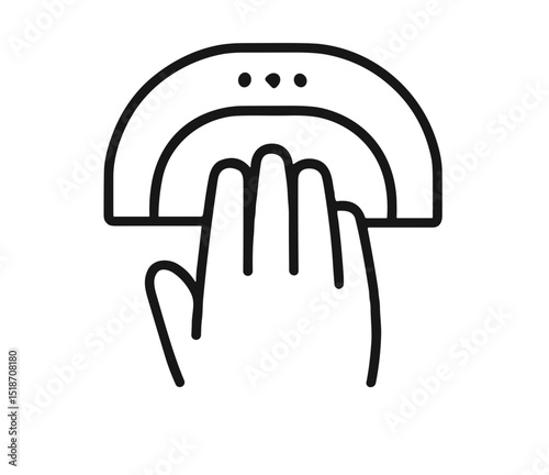 Hand using uv lamp for manicure vector icon concept  