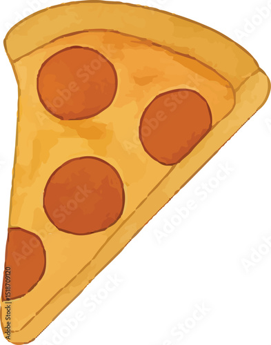 A slice of classic American pepperoni pizza with a golden crust and gooey cheese, topped with savory pepperoni. This iconic dish is perfect for sharing at parties, dinners