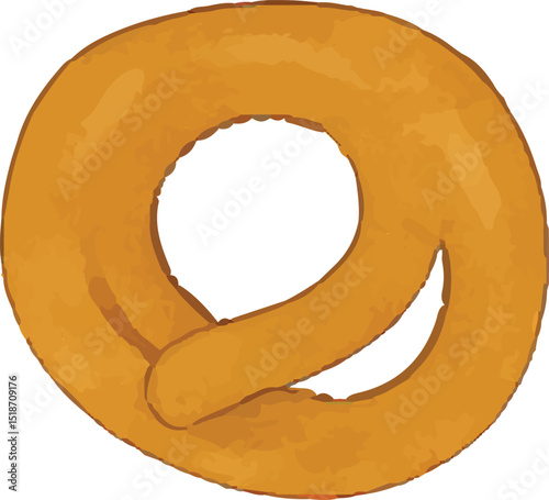 A golden, soft pretzel with its classic twisted shape, a popular American snack. Perfect for fairs, games, or casual outings, this salty treat pairs well with mustard or cheese dip for a delightful bi