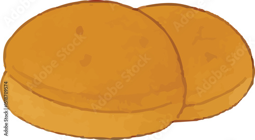 Golden brown hamburger buns, soft and slightly toasted, perfect for classic American burgers. Their texture and freshness make them ideal for sandwiches, fast food, and home-cooked meals