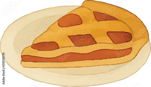 A classic American pie with a golden lattice crust, filled with a rich, fruity filling. Perfectly baked, served on a plate, embodying tradition and homemade comfort