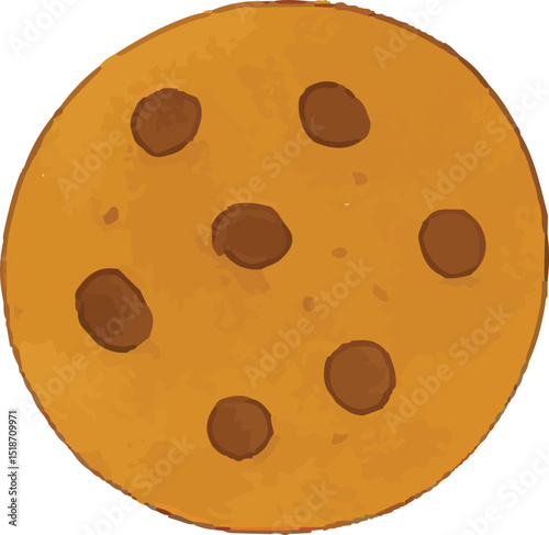 A classic American chocolate chip cookie, golden-brown with a soft, chewy texture and rich chocolate flavor. A beloved dessert known for its comforting taste and homemade appeal