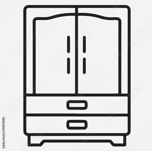 wardrobe outline silhouette vector art illustration,  household appliances