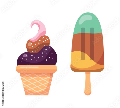 Set tasty ice cream collection