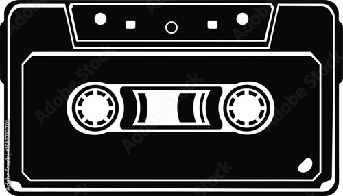 Vintage Audio Cassette Tape Silhouette Vector – Retro Music Media Icon