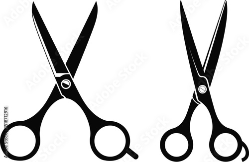 Professional Hairdressing Scissors Silhouette Vector – Barber and Salon Tool Icons