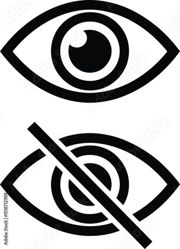 Eye and Eye with Slash Icon Vector – Visibility and Privacy Symbols