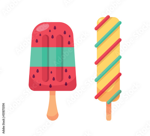 Set tasty ice cream collection