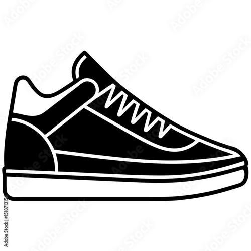 Minimalist sneaker icons, outline and filled styles, side view, modern design, vector illustration