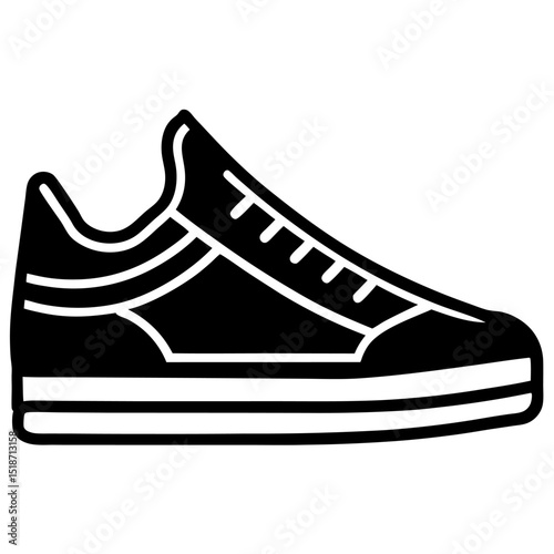 Minimalist sneaker icons, outline and filled styles, side view, modern design, vector illustration
