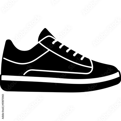 Minimalist sneaker icons, outline and filled styles, side view, modern design, vector illustration