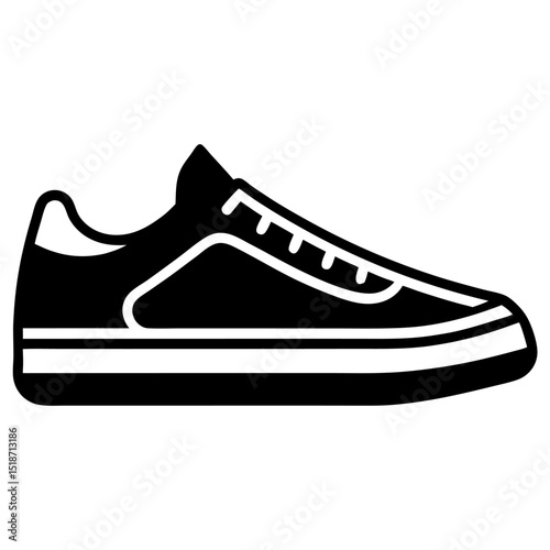 Minimalist sneaker icons, outline and filled styles, side view, modern design, vector illustration
