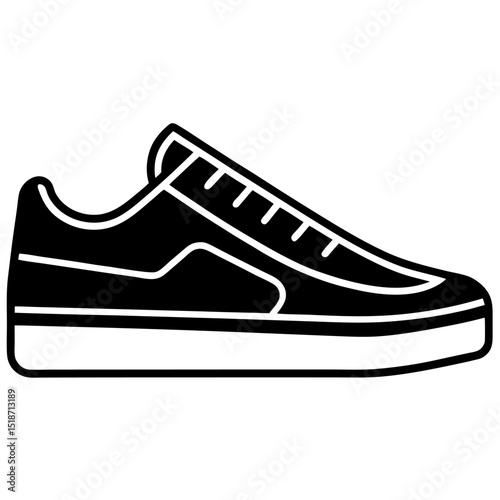 Minimalist sneaker icons, outline and filled styles, side view, modern design, vector illustration