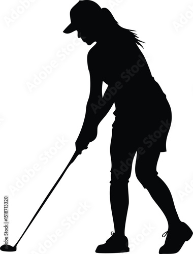 a golf player woman standing pose vector silhouette 