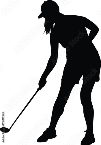 a golf player woman standing pose vector silhouette 
