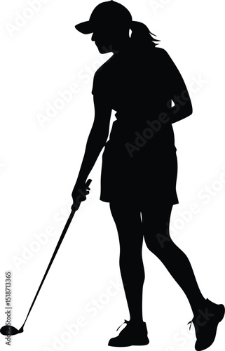 a golf player woman standing pose vector silhouette 