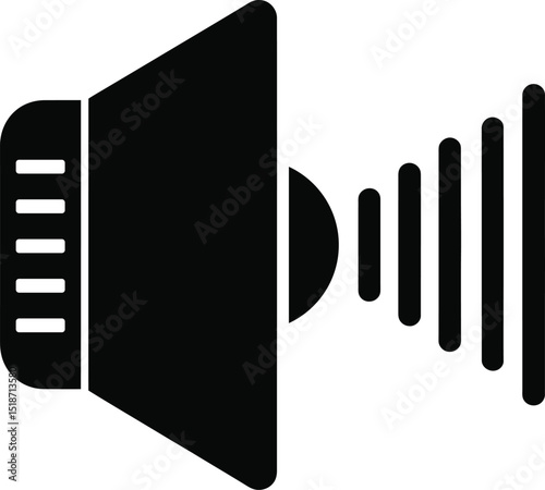 Black Speaker Volume Icon Vector – Sound Audio Symbol Silhouette