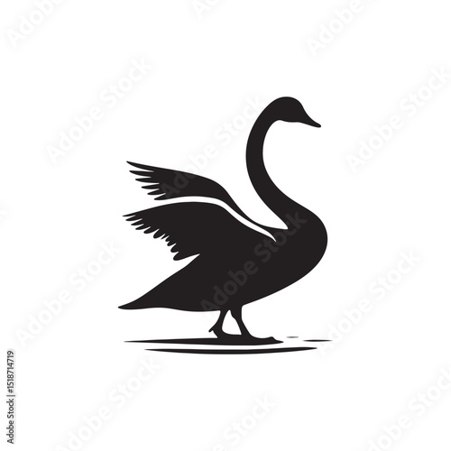 **"Majestic Tundra Swan Vector Silhouette: Elegant Arctic Waterfowl Design Featuring Long Neck, Rounded Body, and Graceful Pose in Clean, Minimalist Style for Crafts and Digital Art"**
