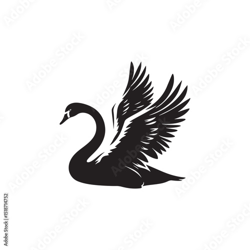 **"Majestic Tundra Swan Vector Silhouette: Elegant Arctic Waterfowl Design Featuring Long Neck, Rounded Body, and Graceful Pose in Clean, Minimalist Style for Crafts and Digital Art"**
