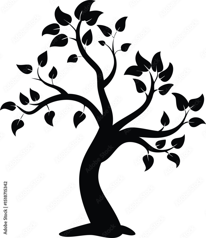 Fototapeta premium flowing tree silhouette with curved branches