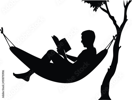  reading man on hammock vector silhouette 
