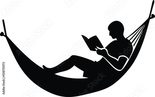  reading man on hammock vector silhouette 