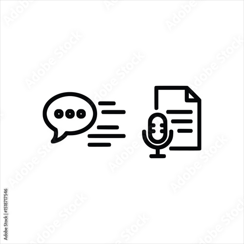 NLP Speech to Text AI Minimalist Vector Icon