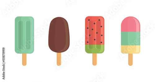 Set tasty ice cream collection
