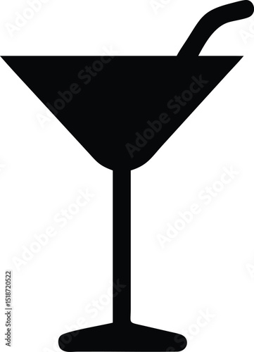 a martini glass lines silhouette 