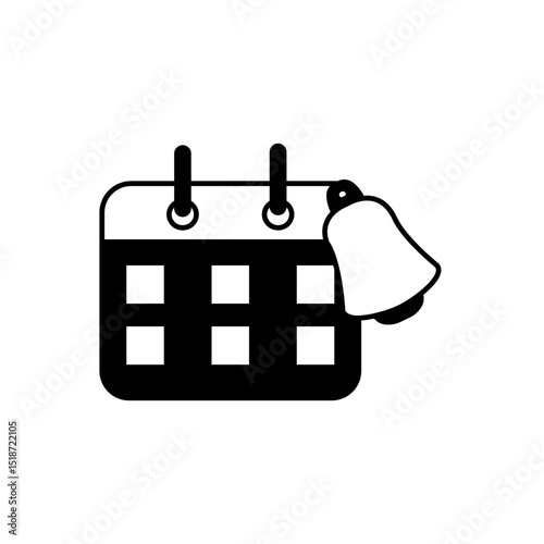 calendar and bell icon, event reminder. This icon is suitable for UI or UX design projects, productivity apps, event websites, or infographics about important dates, times, or alarms.