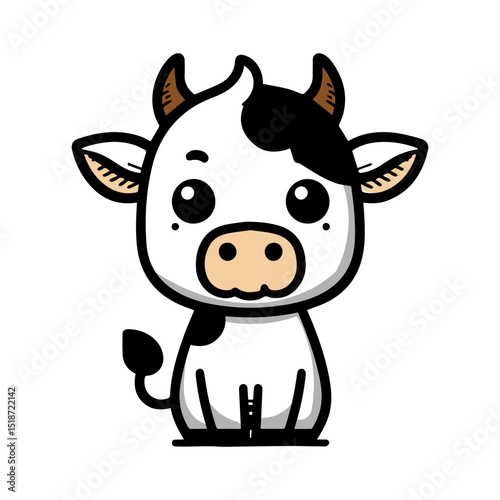 Funny, cute cow cartoon animal illustration isolated on white