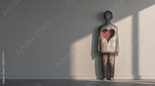 Human silhouette with heart-shaped void symbolizing breakup