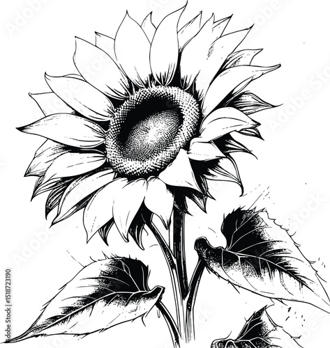 sunflower illustration on white background