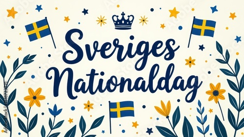 Postcard for National Day of Sweden, bold lettering 