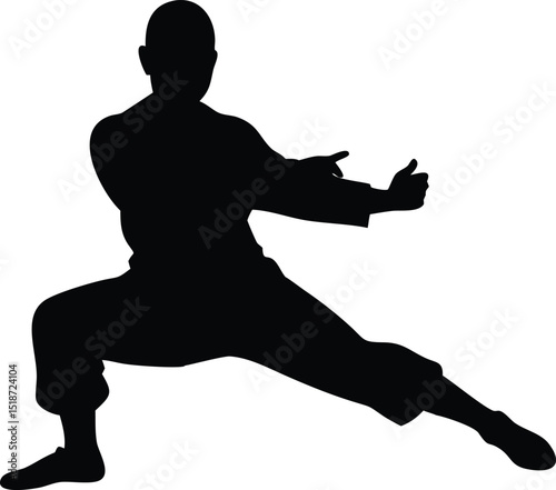 shaolin fighter vector silhouette 