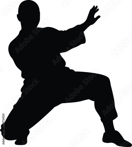 shaolin fighter vector silhouette 