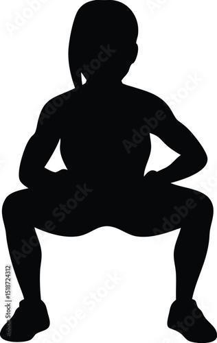 silhouette of a girl doing squats