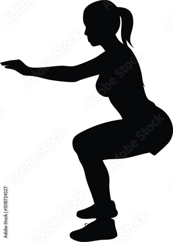 silhouette of a girl doing squats