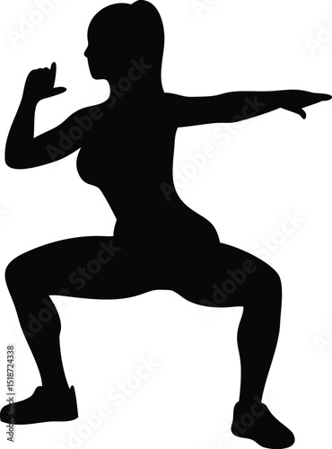silhouette of a girl doing squats