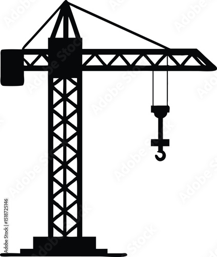 tower crane in profile in isolate on silhouette