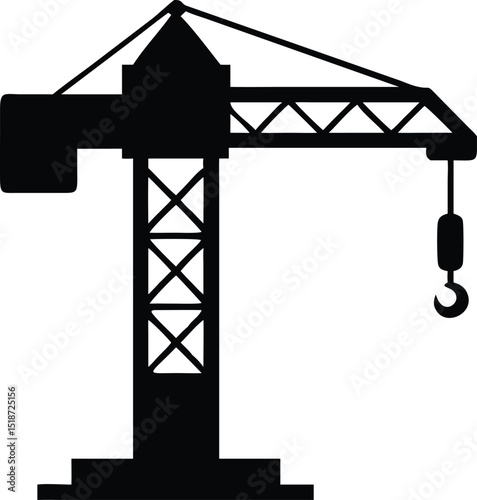 tower crane in profile in isolate on silhouette