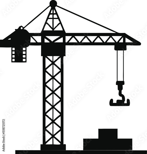 tower crane in profile in isolate on silhouette