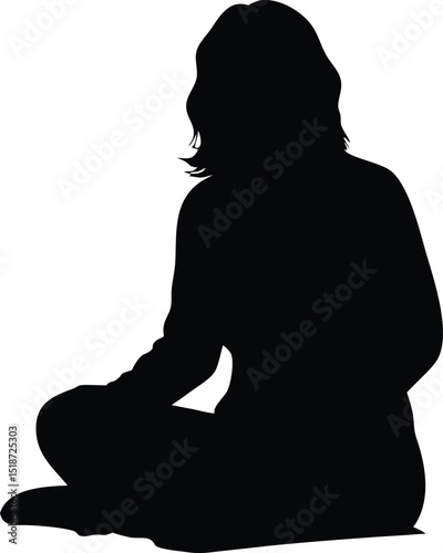 woman sitting vector silhouette