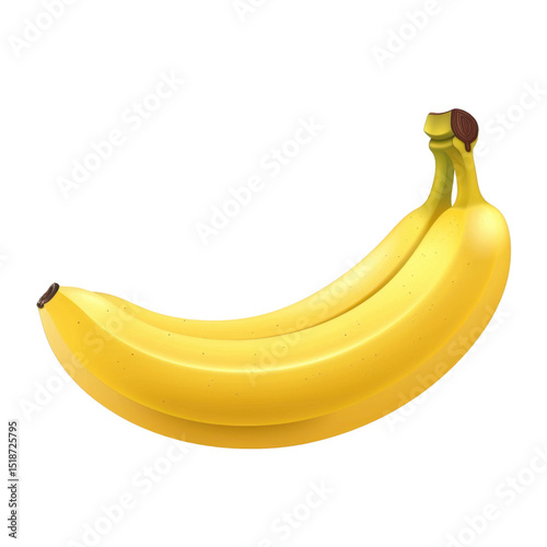 Vibrant yellow banana, curved and smooth, showcasing its natural texture and shape, perfect for healthy snacks or tropical themes