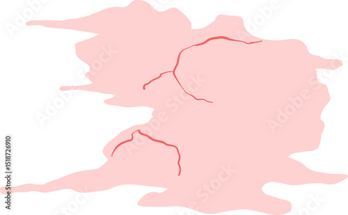 Soft Blush Cloud With Red Crack Accents
