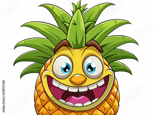 happy groovy pineapple character with a smiling face Vector cartoon illustration perfect for kids’ products, food branding, fun stickers, and playful designs
